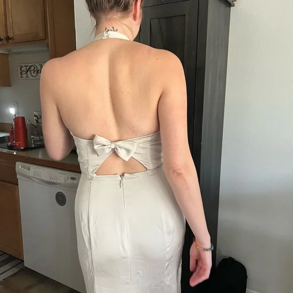 ❗️💲CLOSEOUT SALE: $5 💲❗️- Azazie Backless Halter Dress in Rust - Picture 7 of 8